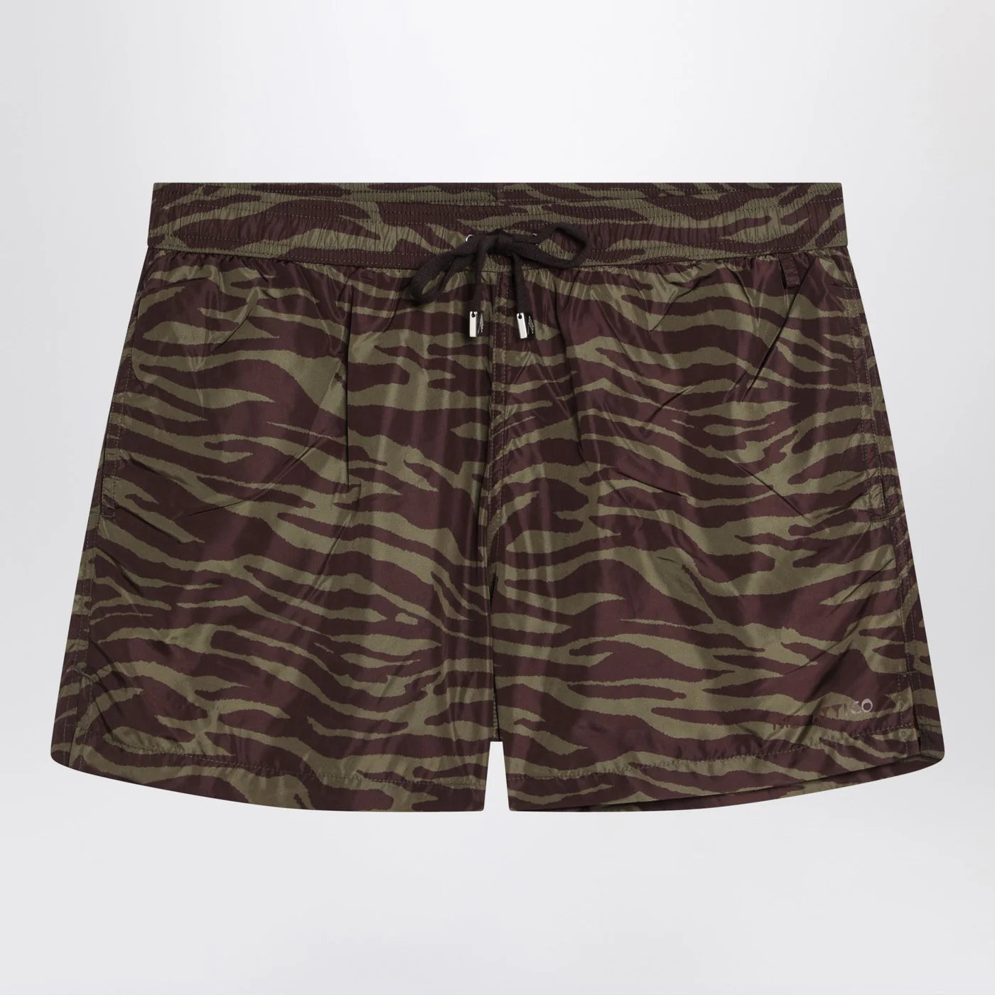 The Attico Zebra Shorts in khaki/brown nylon