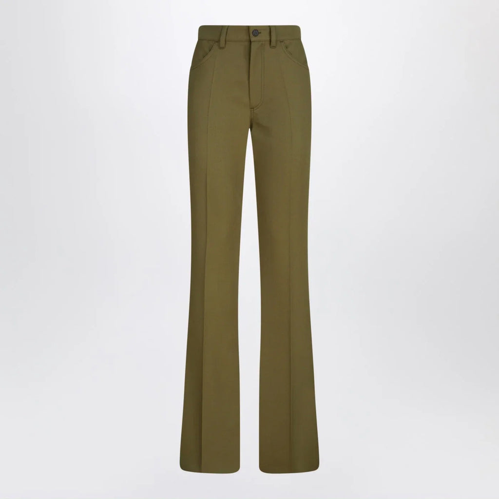 The Attico Military green wool gabardine trousers