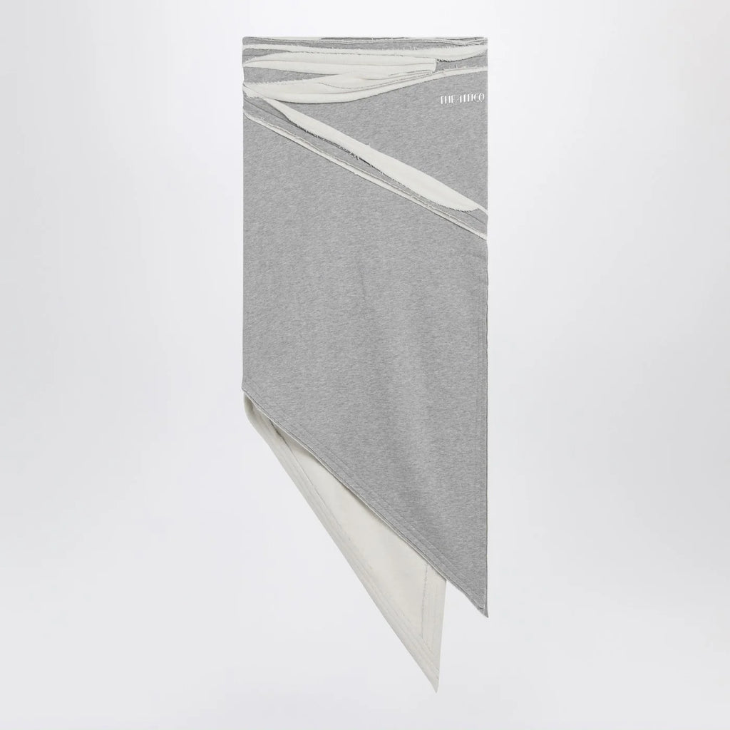 The Attico Asymmetric grey mélange cotton skirt