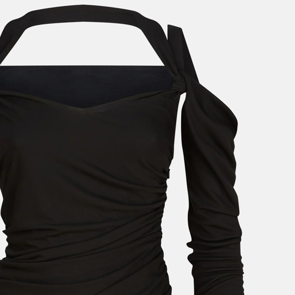 The Attico Black midi dress in viscose crêpe