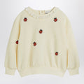 Mini Rodini Ivory sweatshirt with embroidered ladybugs