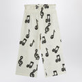 Mini Rodini Wide white trousers with musical notes