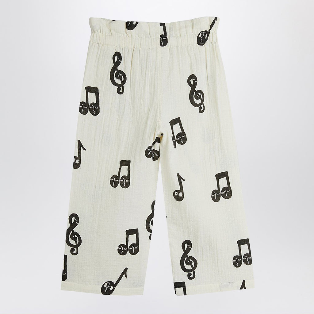Mini Rodini Wide white trousers with musical notes