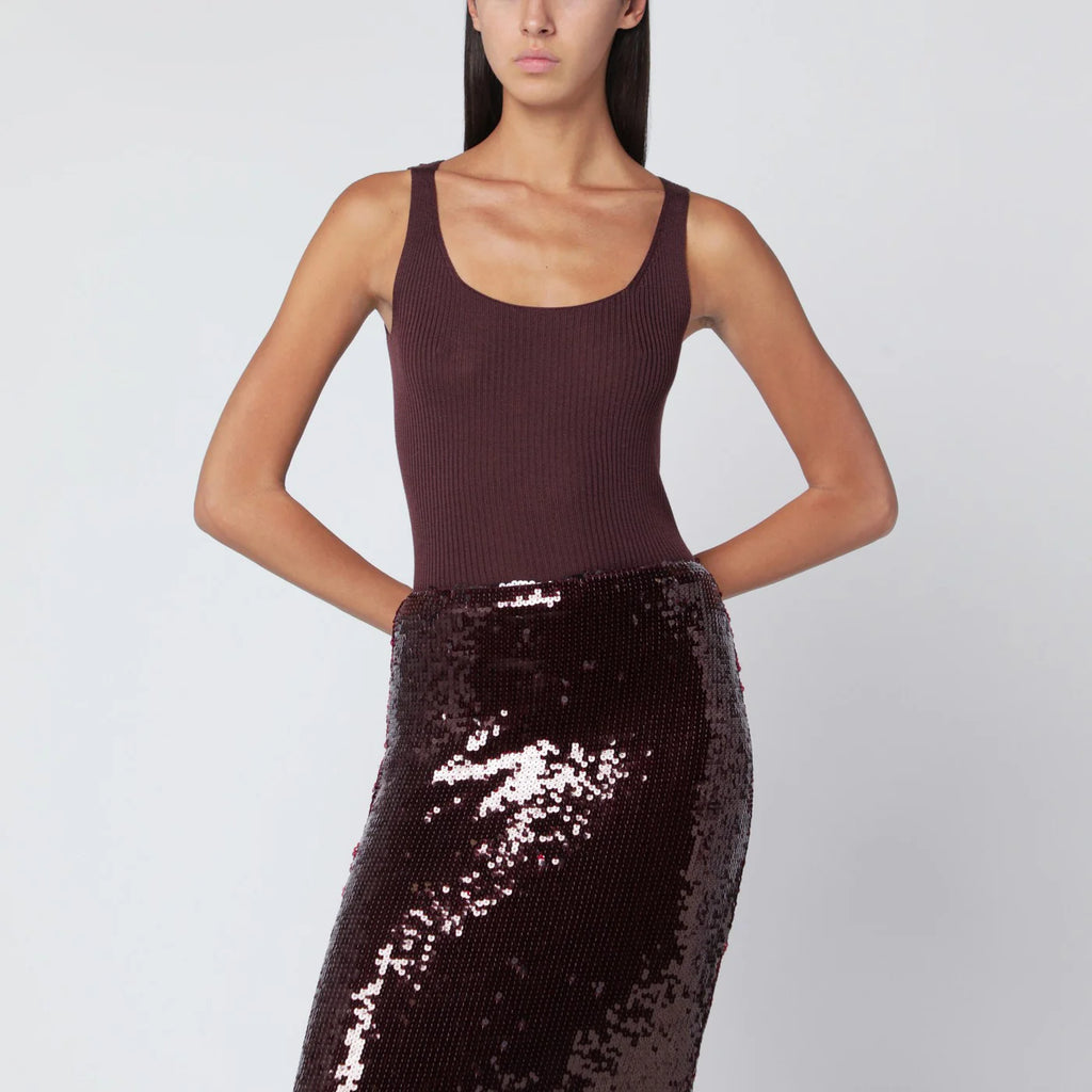 Roberto Collina Eggplant-coloured wool tank top