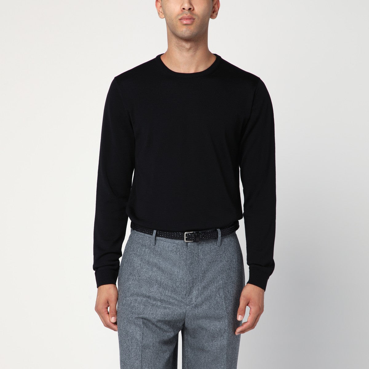 Roberto Collina Black crew neck wool sweater
