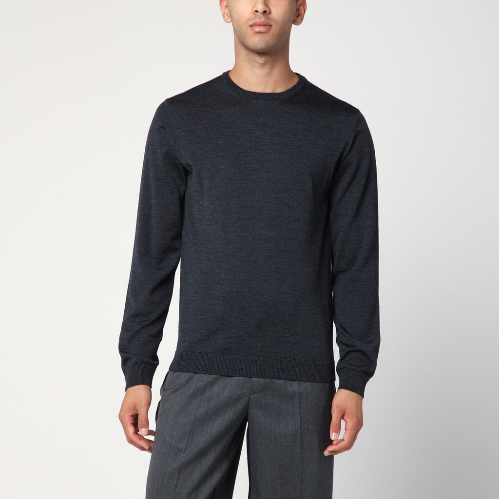 Roberto Collina Anthracite grey crew neck wool sweater