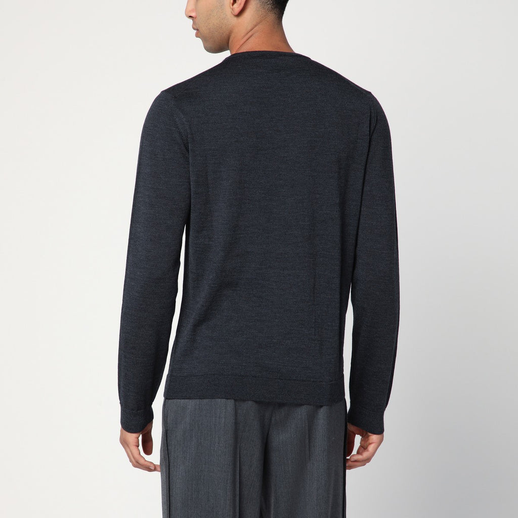 Roberto Collina Anthracite grey crew neck wool sweater