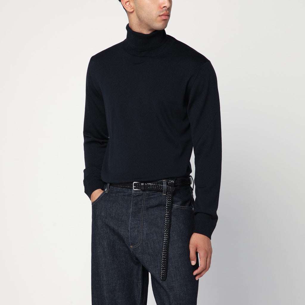Roberto Collina Navy blue wool turtleneck sweater