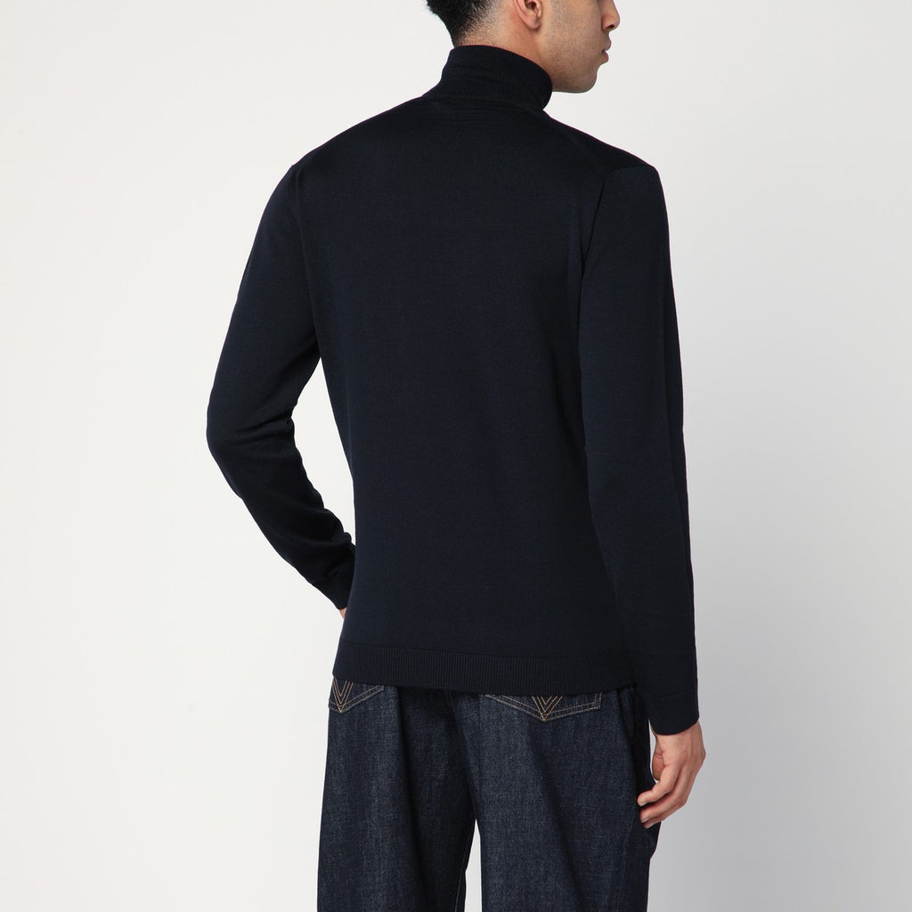 Roberto Collina Navy blue wool turtleneck sweater