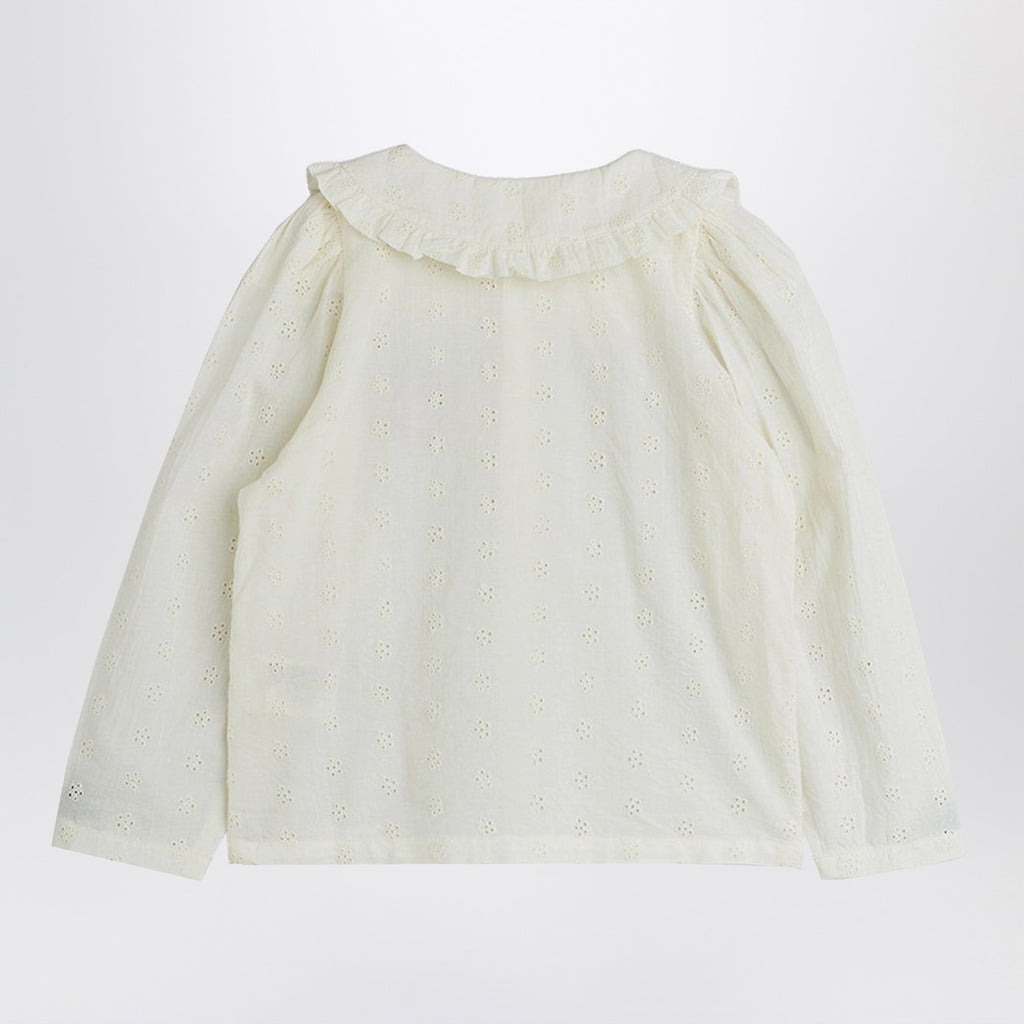 Mini Rodini White Schiffli blouse with embroidered strawberry