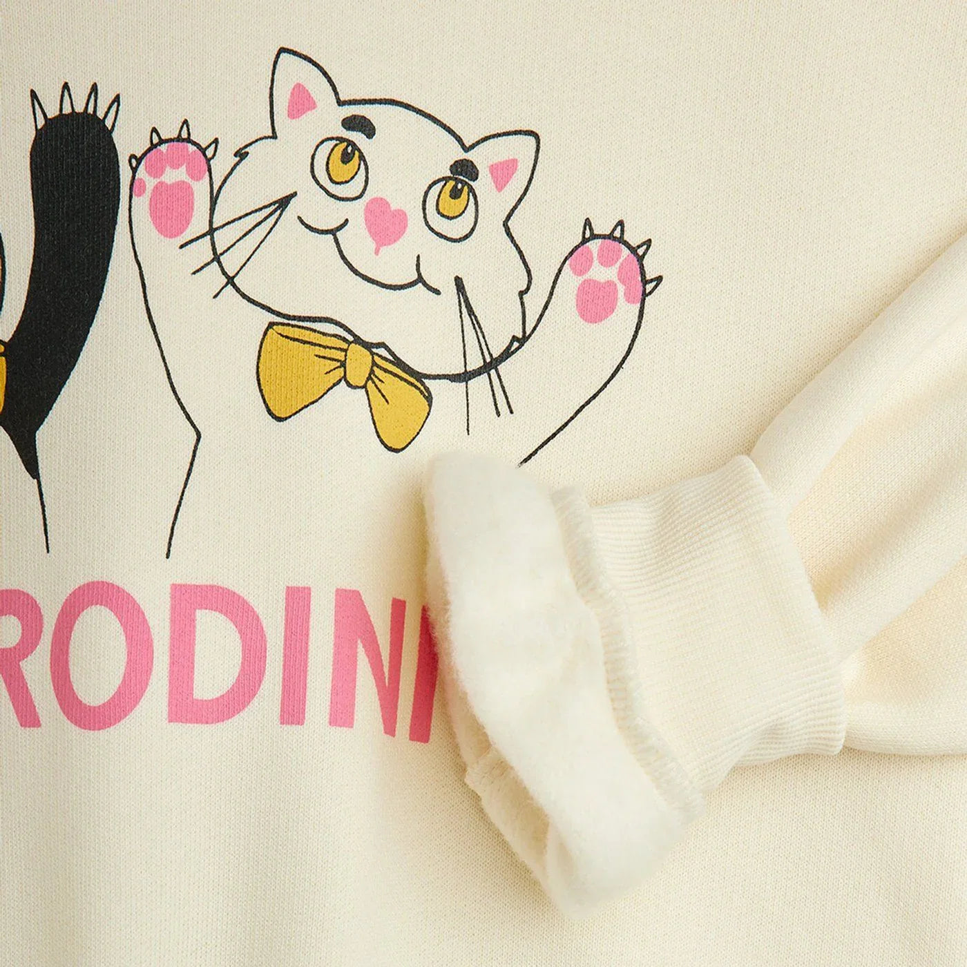 Mini Rodini Ivory sweatshirt with panda and cat print
