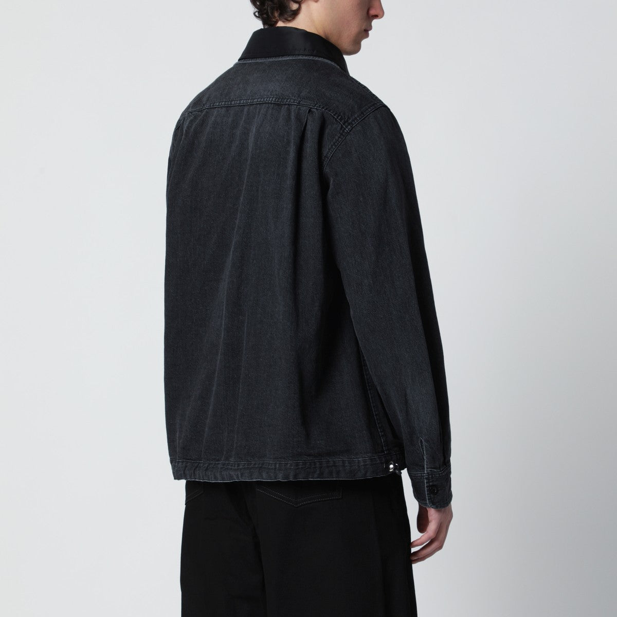 Sacai Black denim jacket with nylon inserts