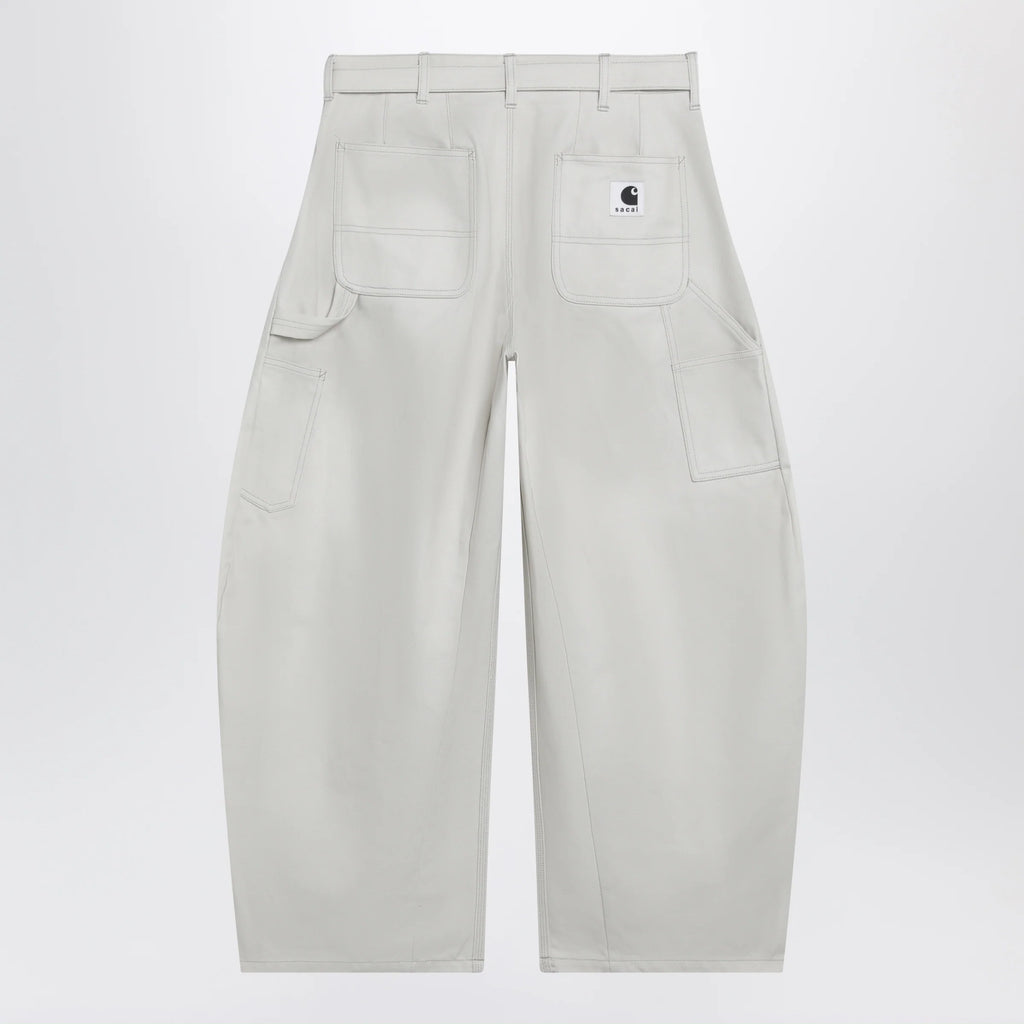 Sacai x Carhartt WIP Ivory rounded cargo pants in cotton