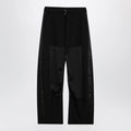 Sacai Wide-leg wool trousers with panels and belt