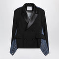 Sacai Double-breasted jacket in wool and denim