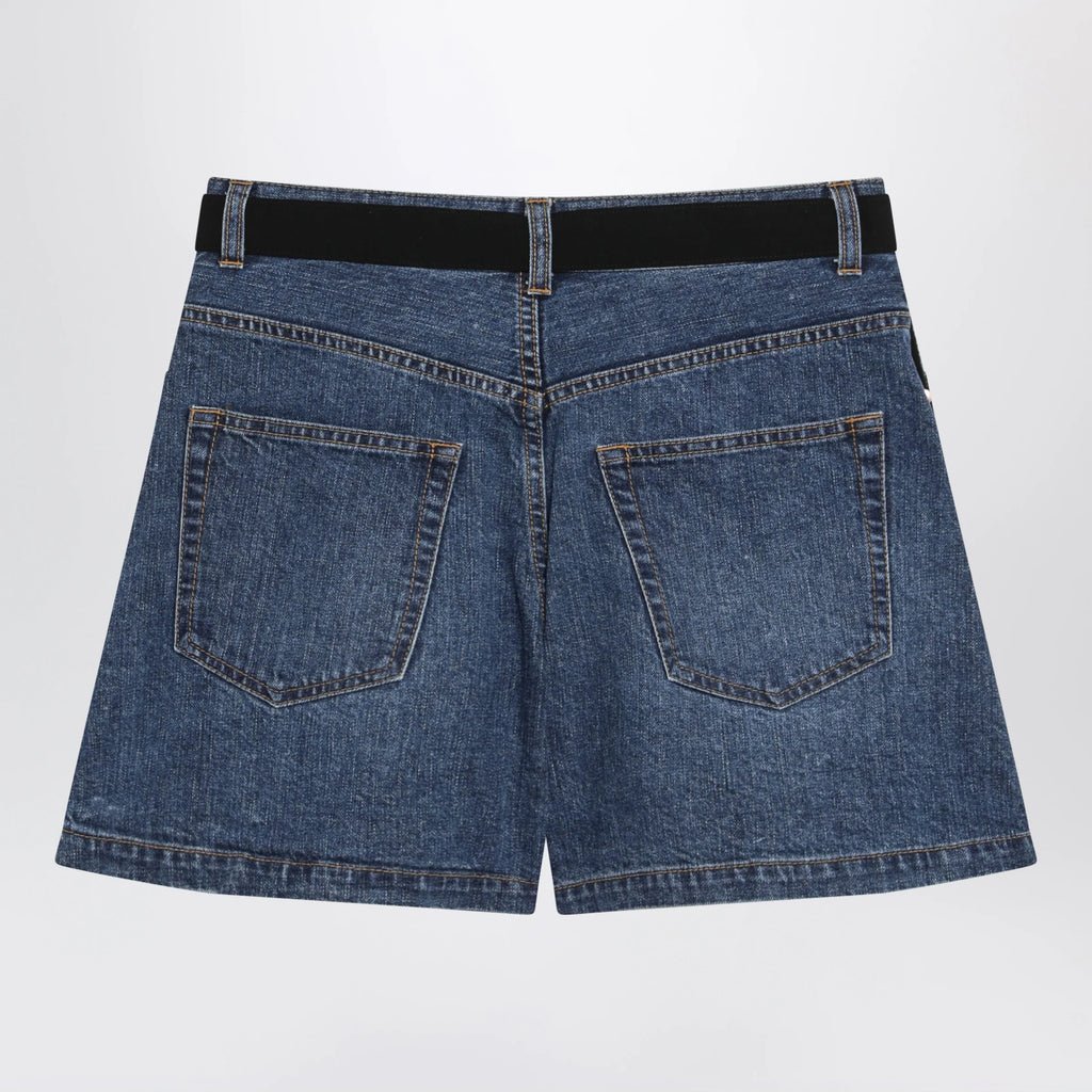 Sacai Black wool and denim shorts