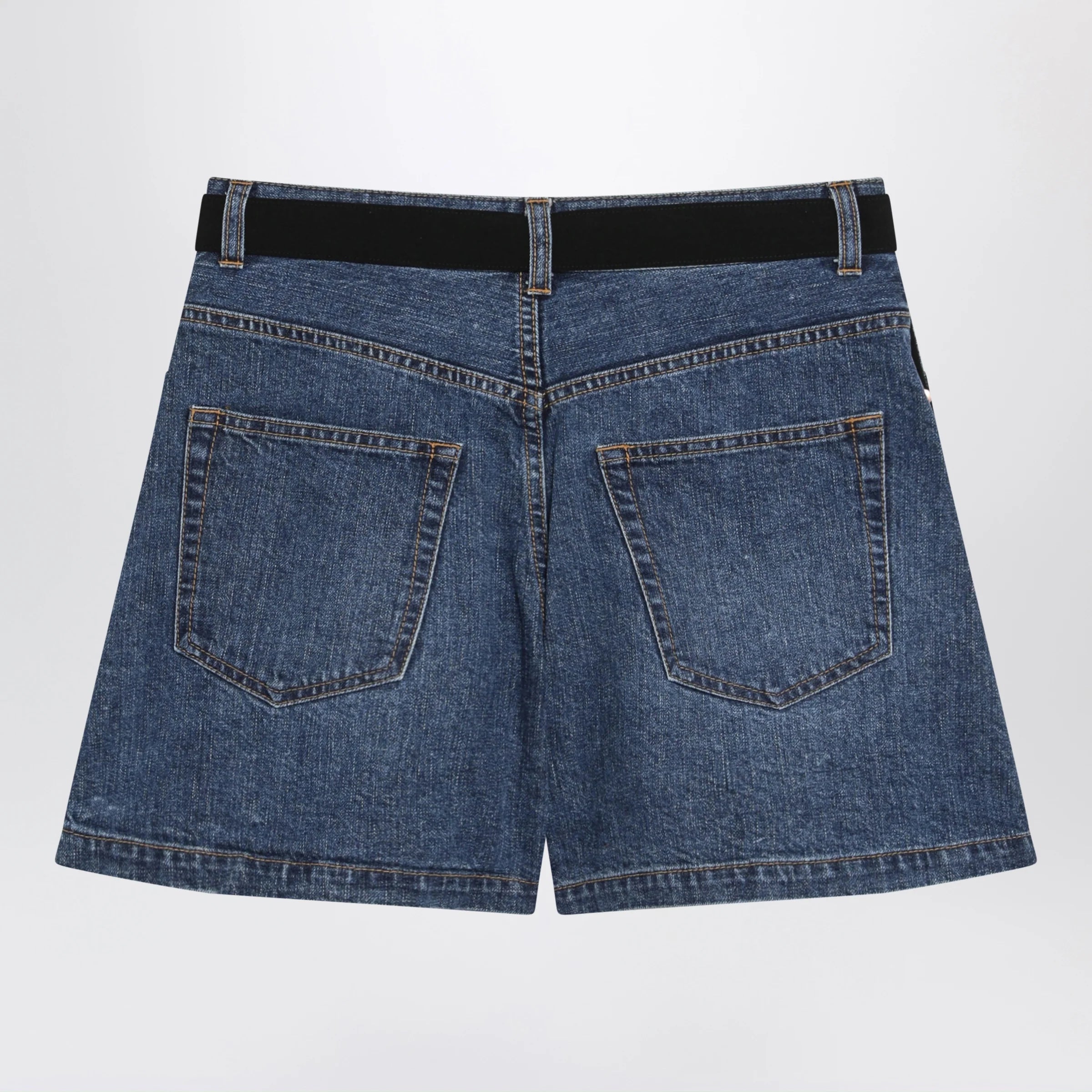 Sacai Black wool and denim shorts