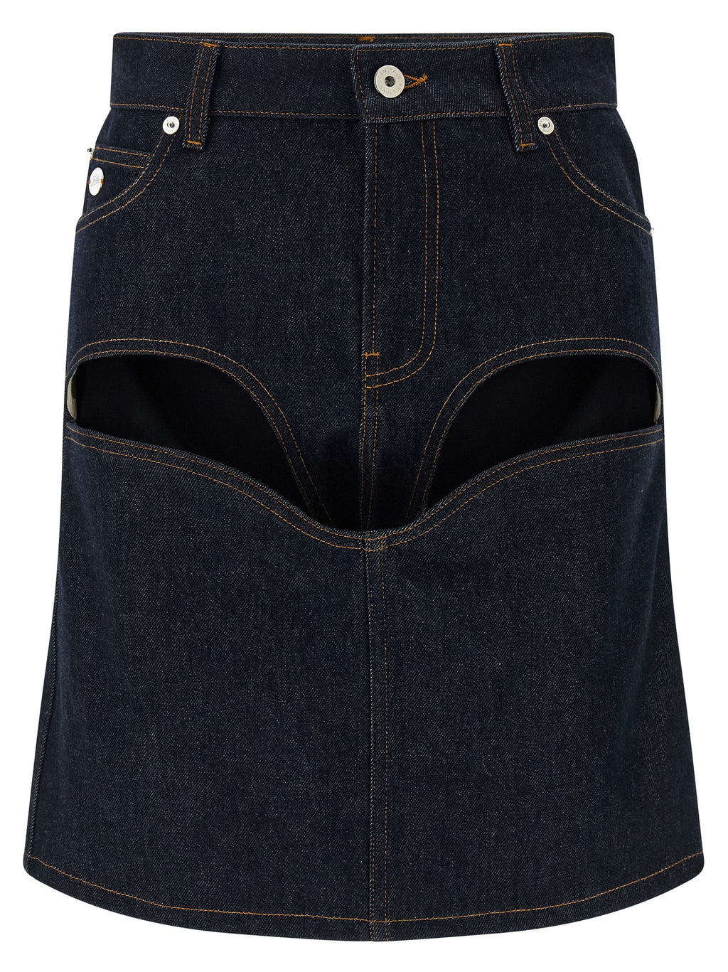 Jean Paul Gaultier Denim Mini Skirt With Cuts And Turn Up Skirt