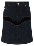 Jean Paul Gaultier Denim Mini Skirt With Cuts And Turn Up Skirt