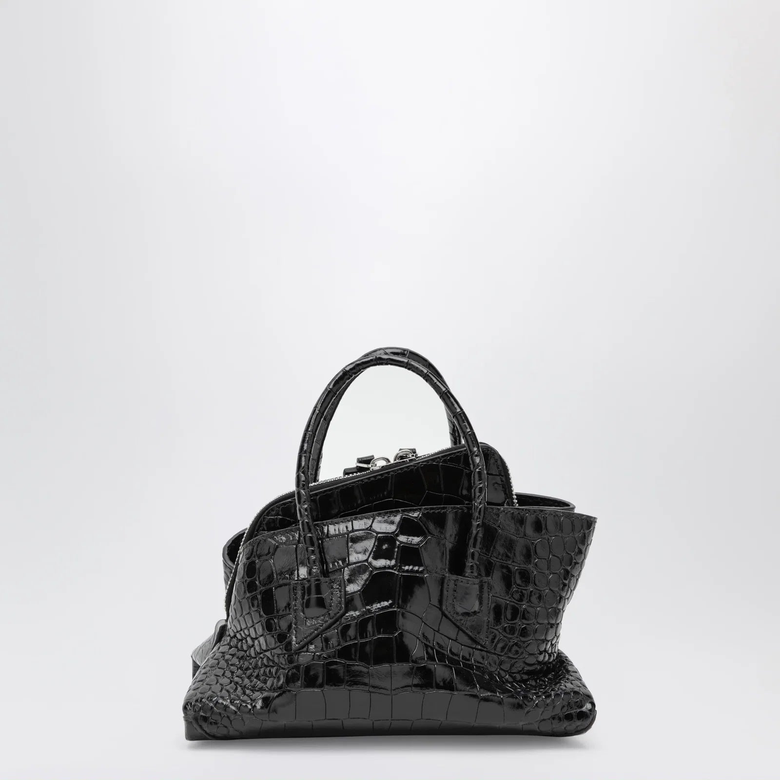 The Attico La Passeggiata Mini black crocodile-print leather bag