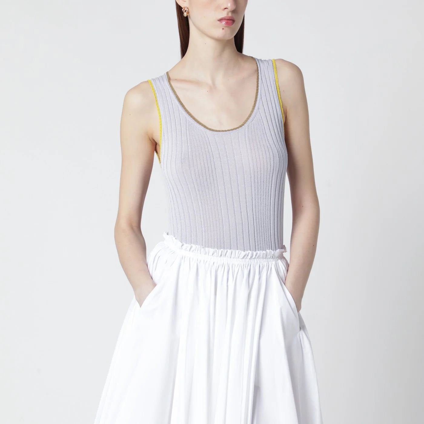 Roberto Collina Lilac tank top with gold trim