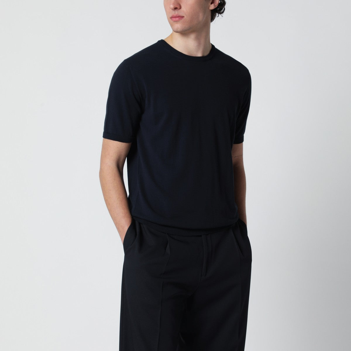 Roberto Collina Navy blue cotton knit