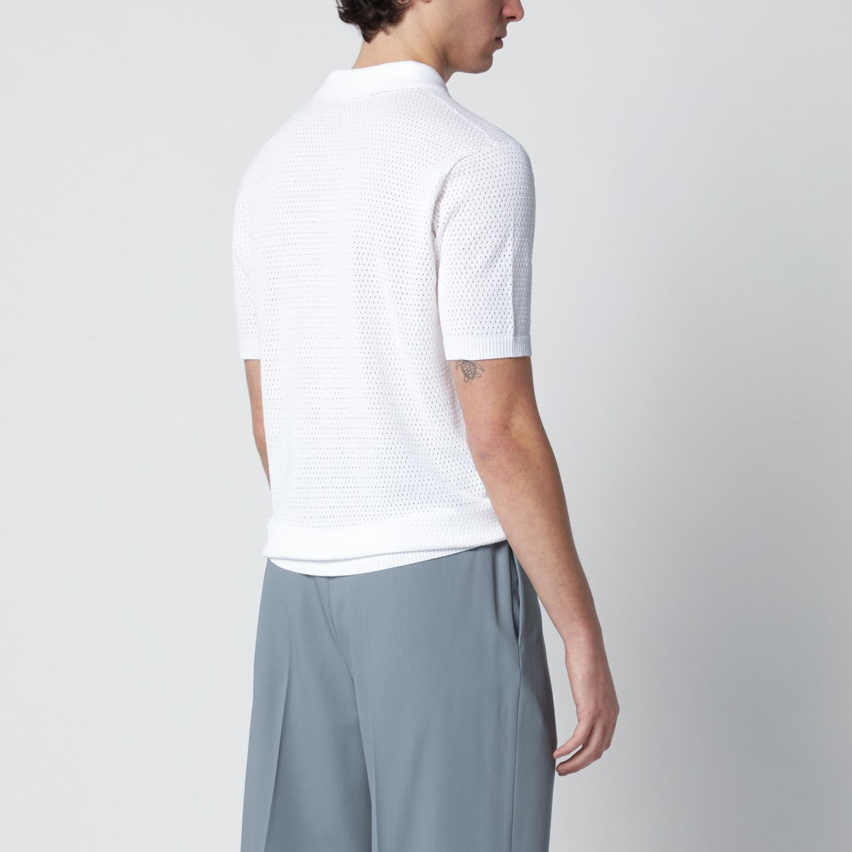 Roberto Collina White openwork cotton polo