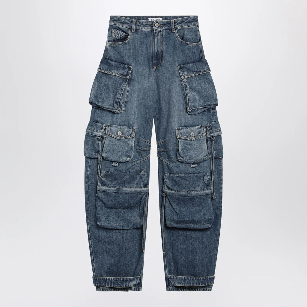 The Attico Fern washed blue cargo trousers