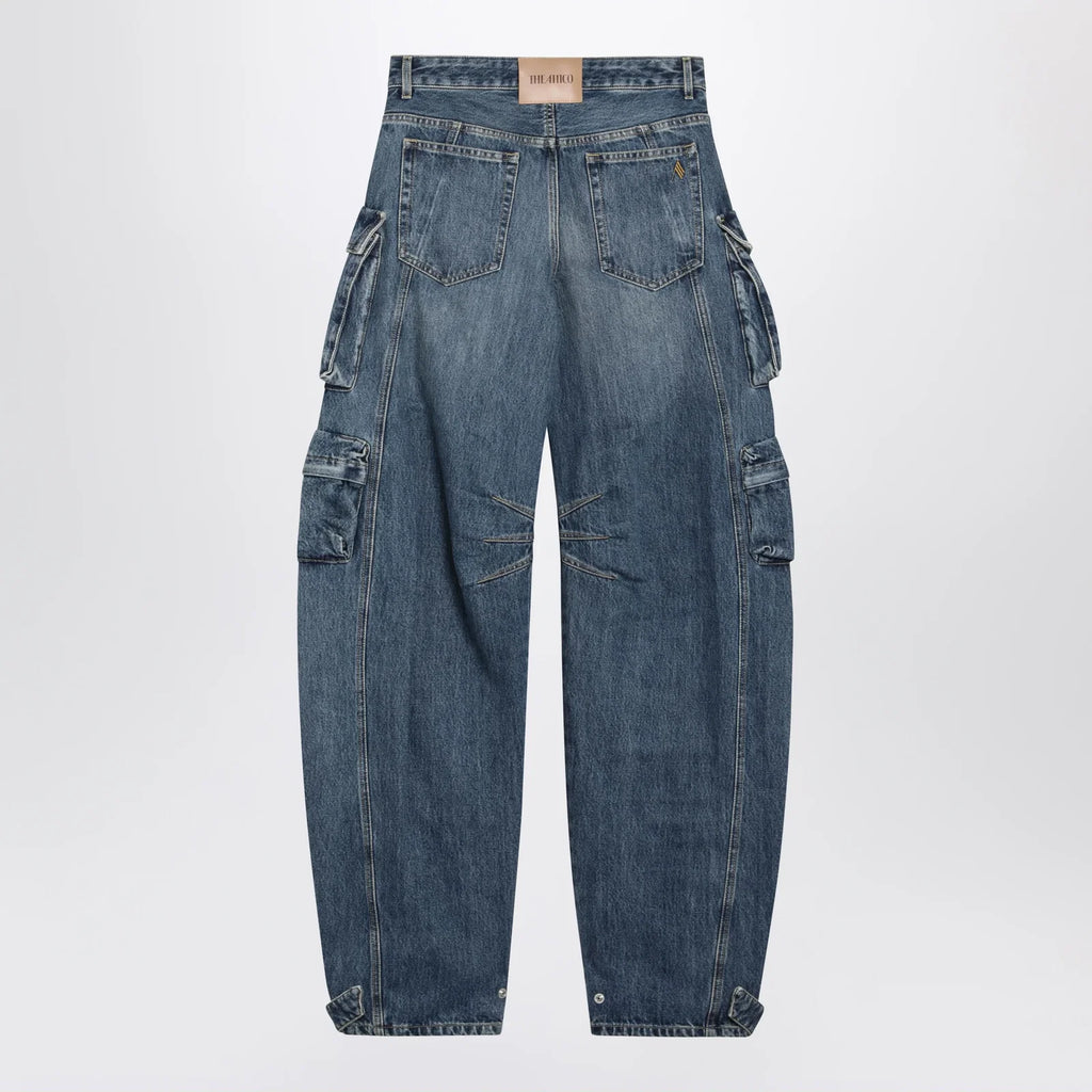 The Attico Fern washed blue cargo trousers