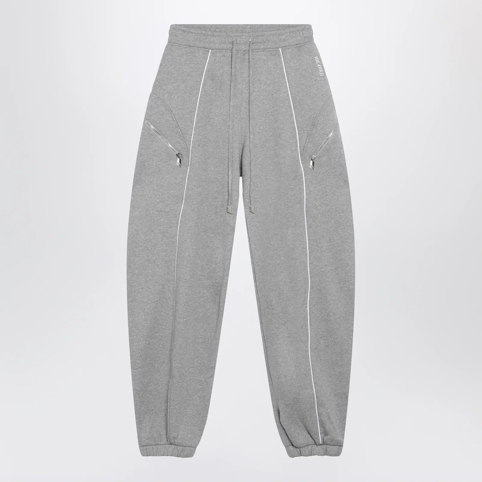 The Attico Long jogger pants in melange grey cotton jersey