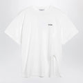 The Attico Oversized cotton jersey T-shirt with cutout hem, white