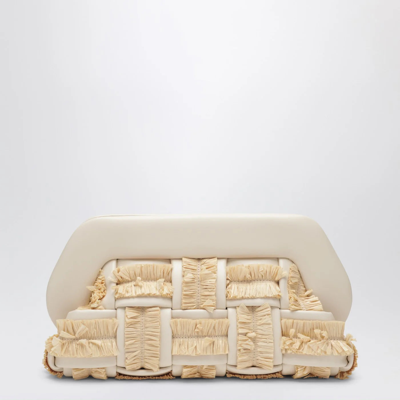 THEMOIRè Tia clutch in butter color with raffia inserts
