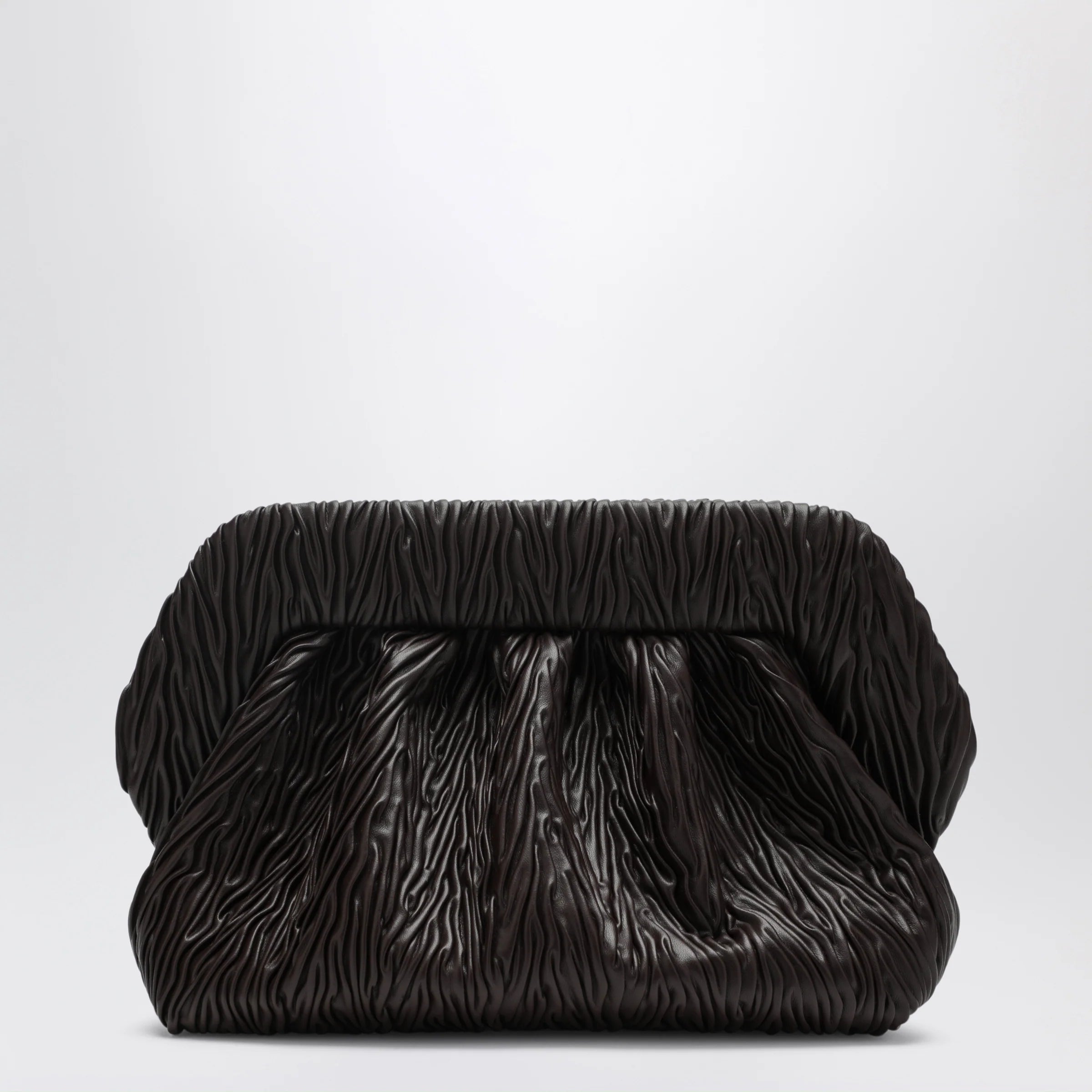THEMOIRè Bios embossed vegan leather clutch in brown