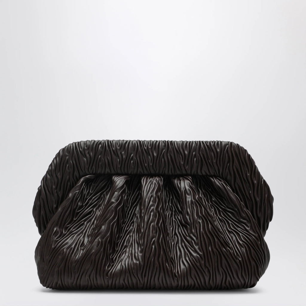 THEMOIRè Bios embossed vegan leather clutch in brown