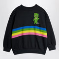Mini Rodini Black sweatshirt with Alien striped print