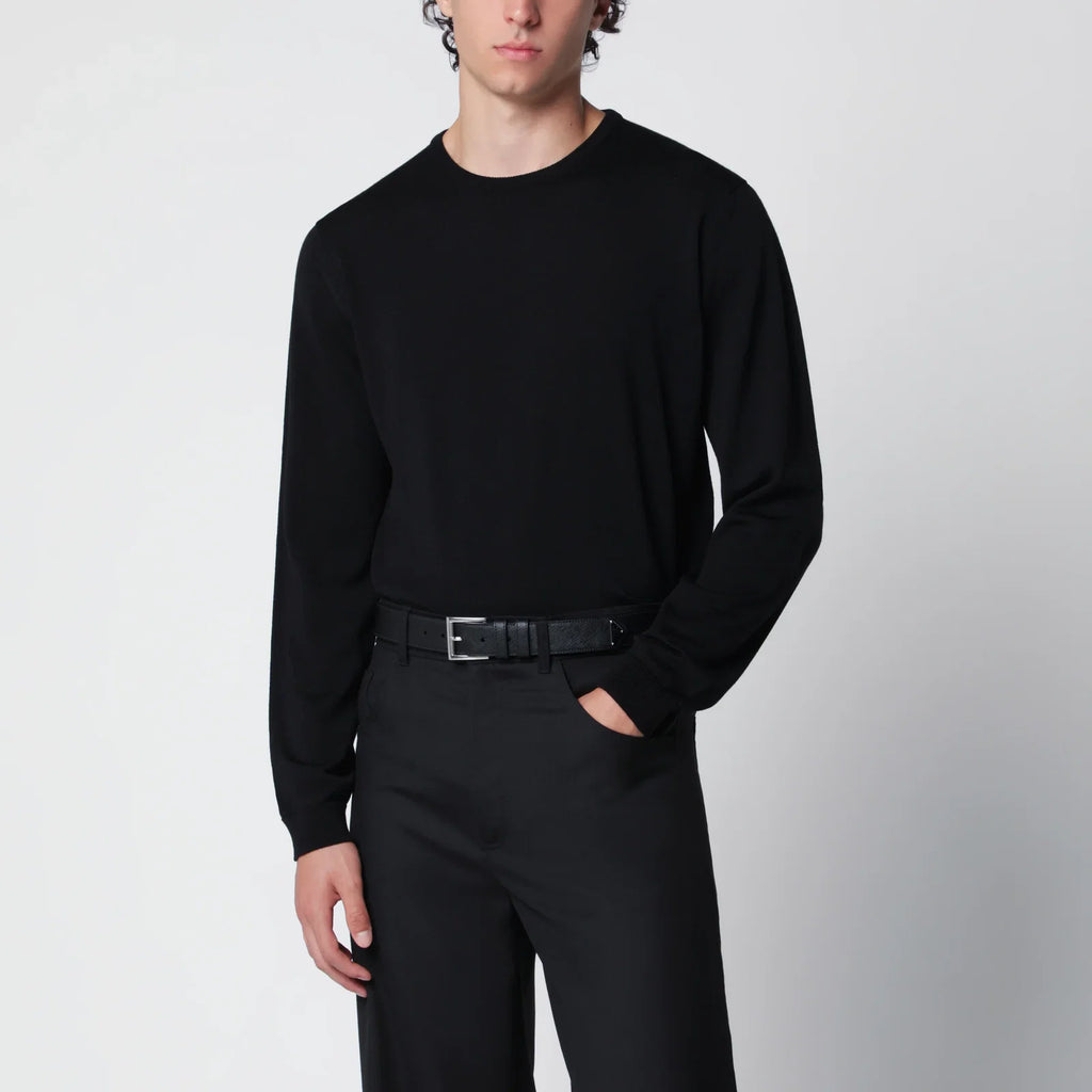 Roberto Collina Black wool crew-neck knit sweater