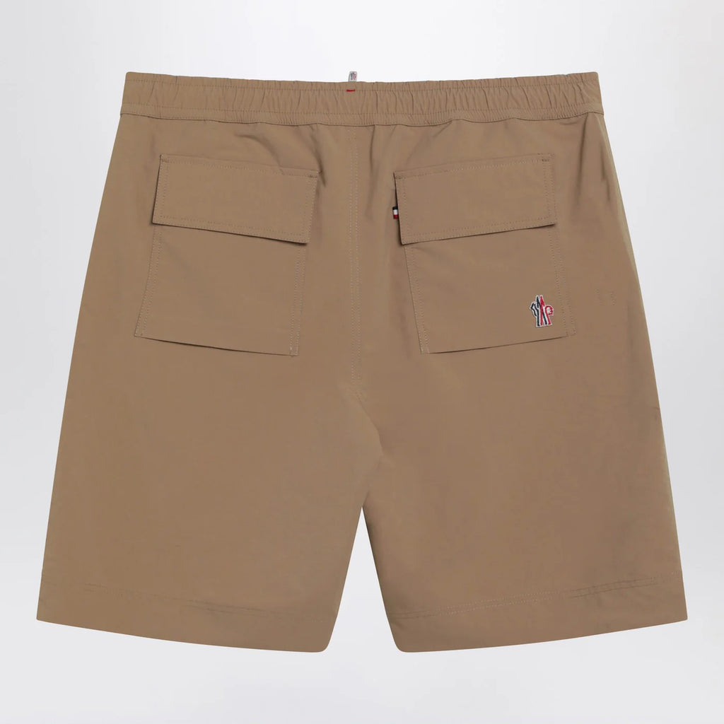 Moncler Grenoble Beige technical froissé Bermuda shorts