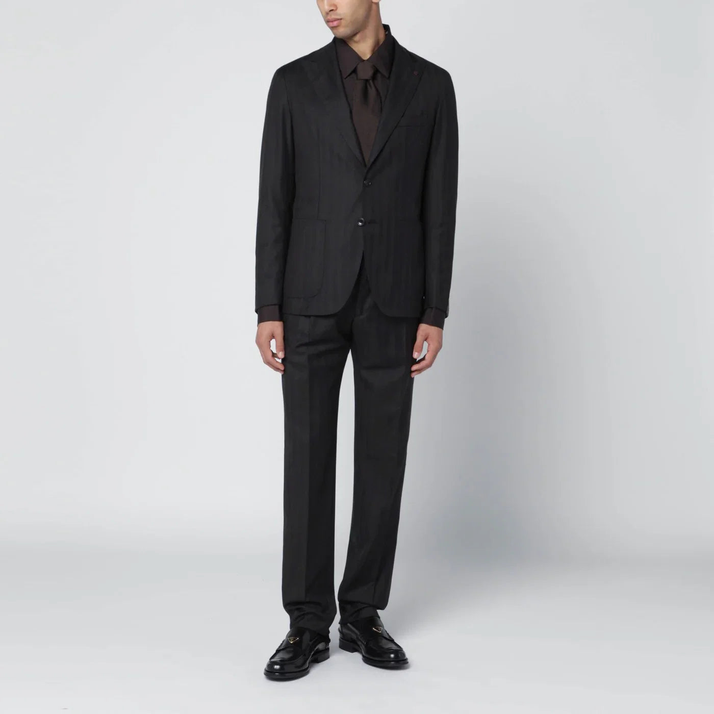 Tagliatore Brown striped single-breasted wool suit