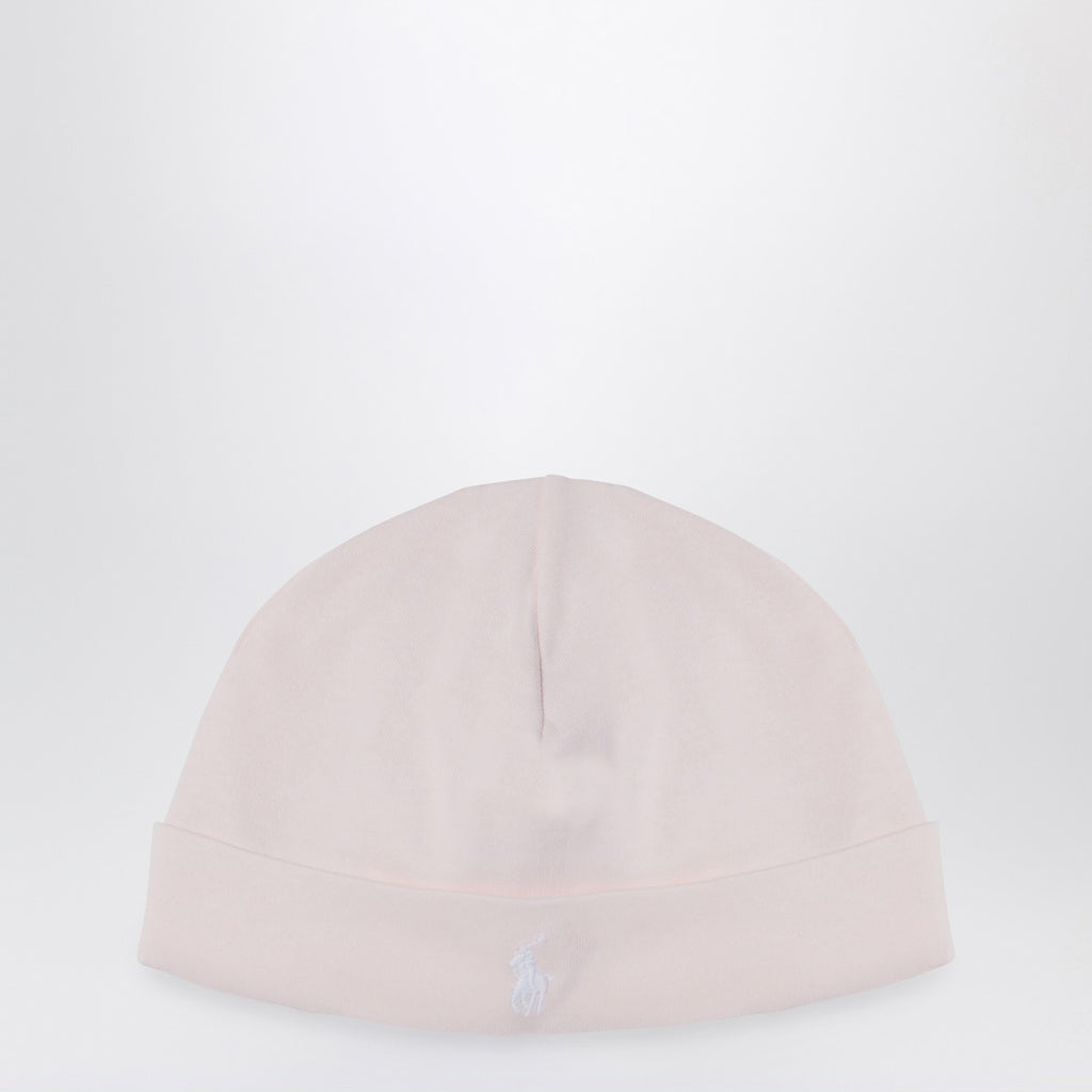 Polo Ralph Lauren Light pink cotton bonnet with logo