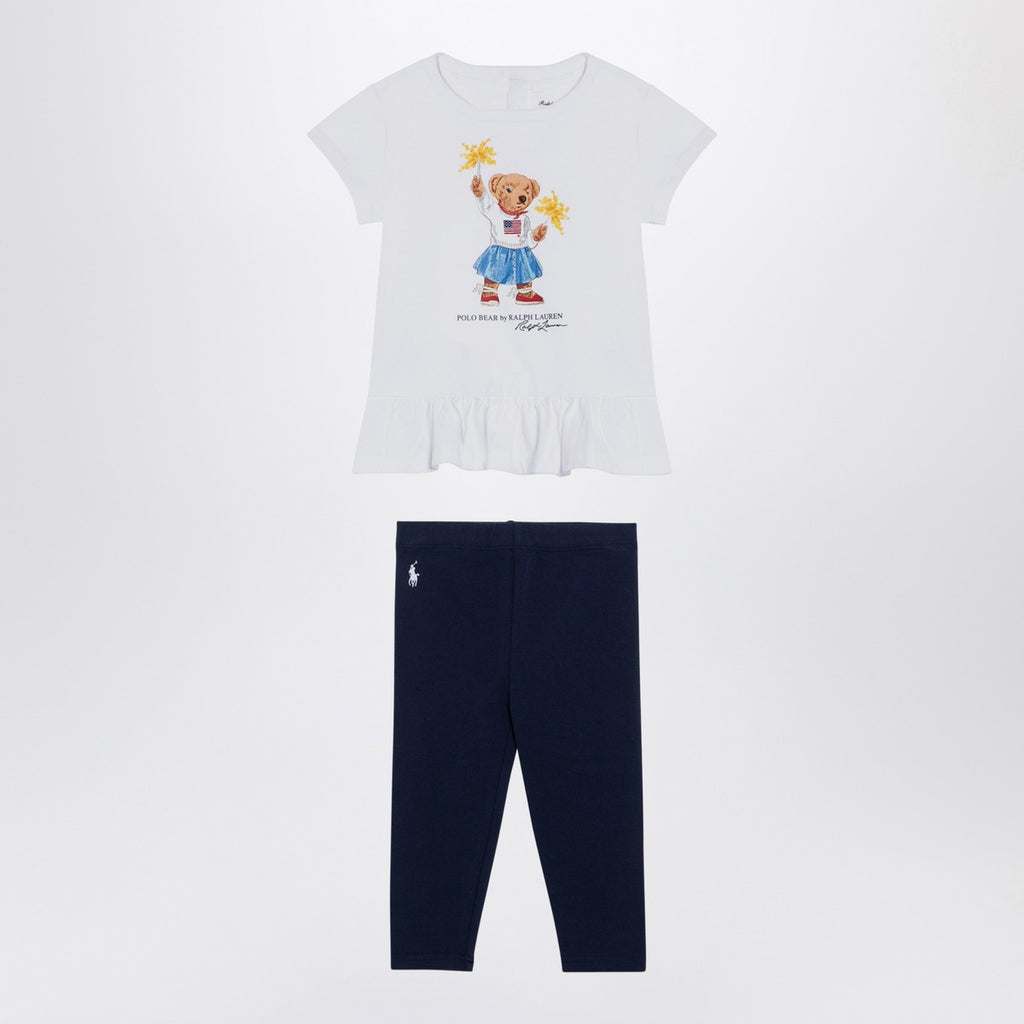 Polo Ralph Lauren White/navy blue cotton two-piece set with print