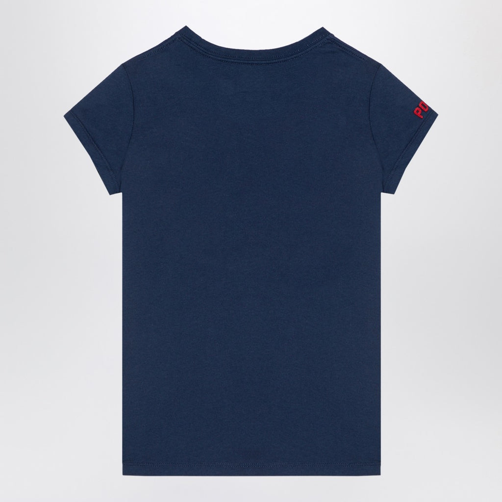Polo Ralph Lauren Blue navy cotton crew-neck T-shirt with flag patch