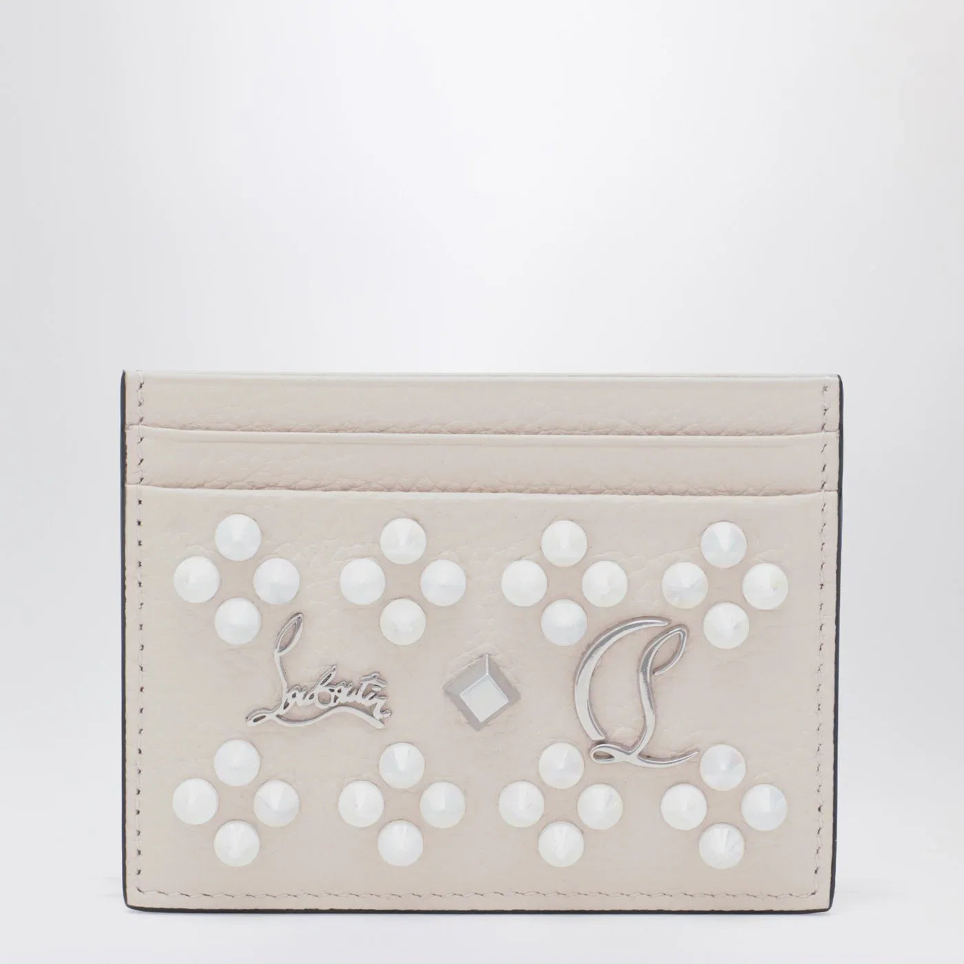 Christian Louboutin Kios card holder in grained calfskin and spikes