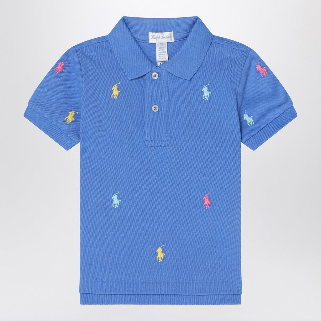 Polo Ralph Lauren Light blue polo shirt with colourful logo embroidery