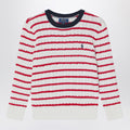 Polo Ralph Lauren White/red striped cable-knit jumper