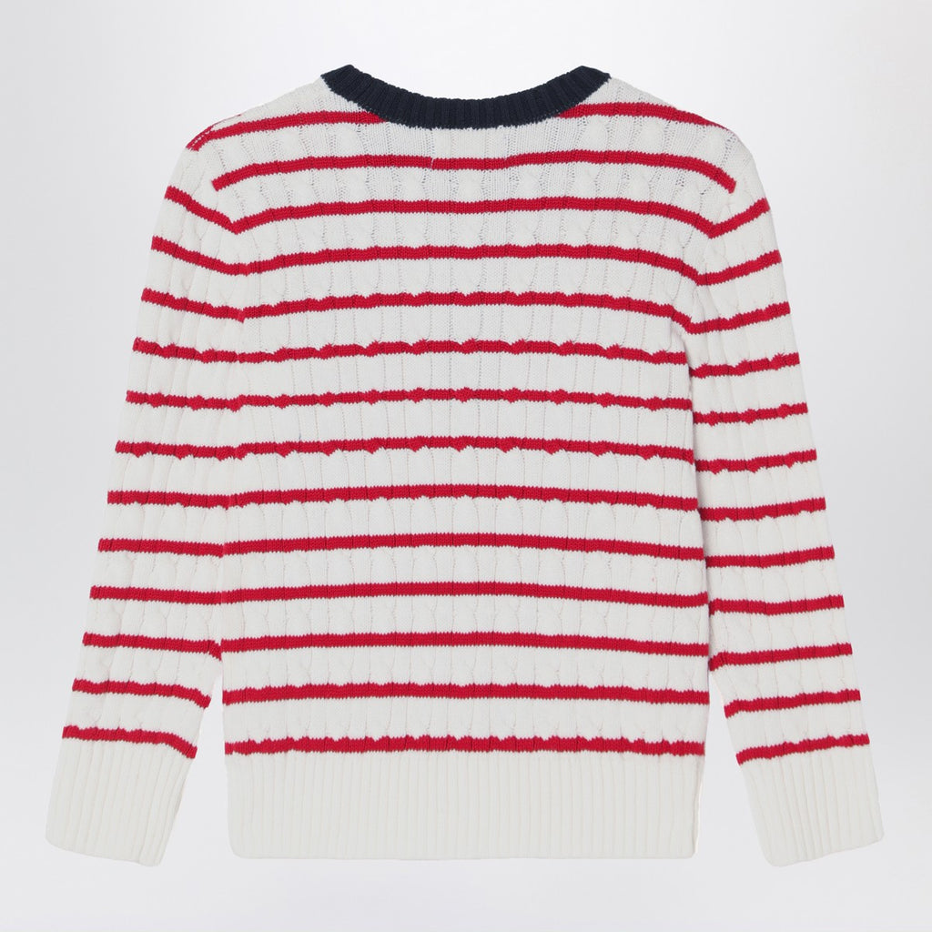 Polo Ralph Lauren White/red striped cable-knit jumper