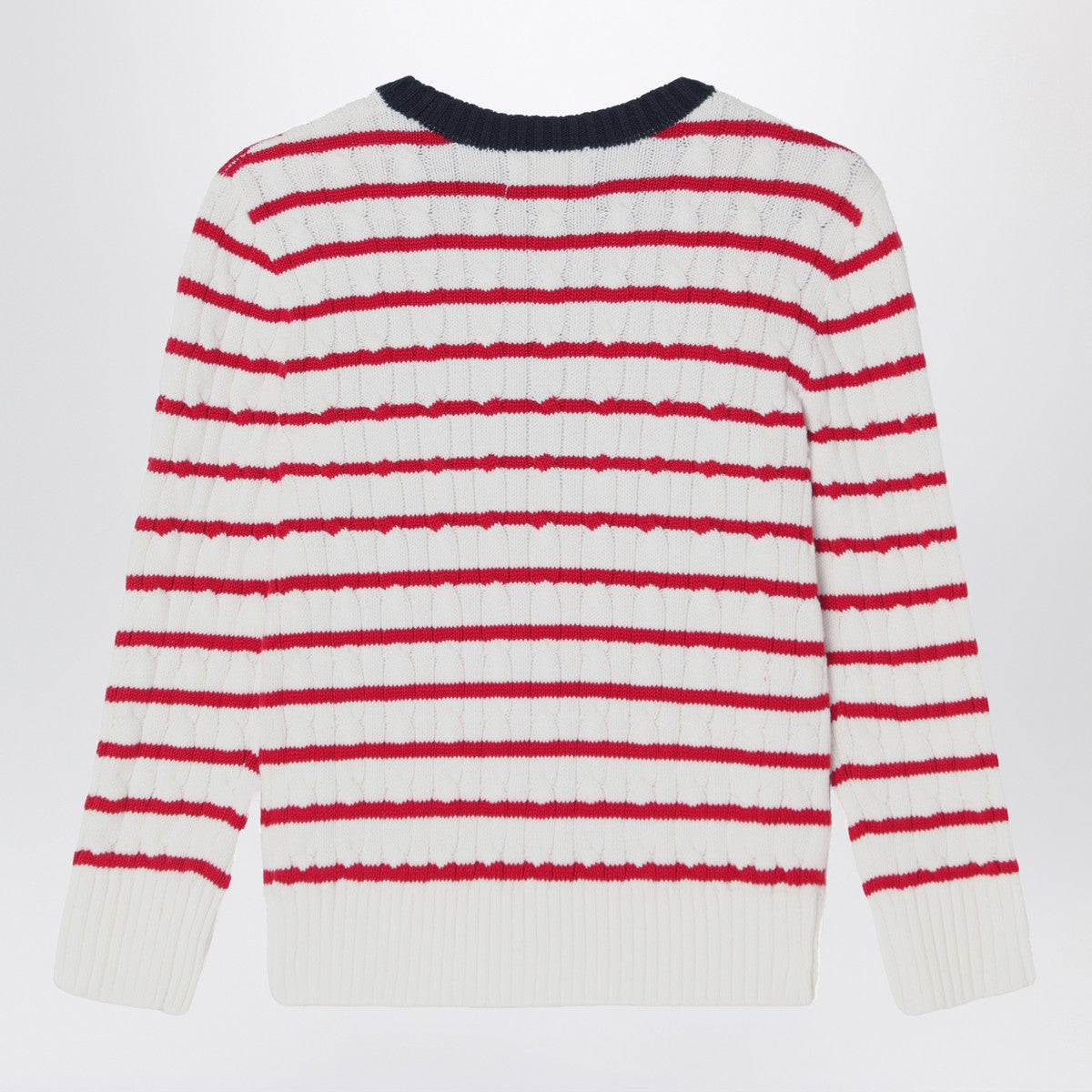Polo Ralph Lauren White/red striped cable-knit jumper