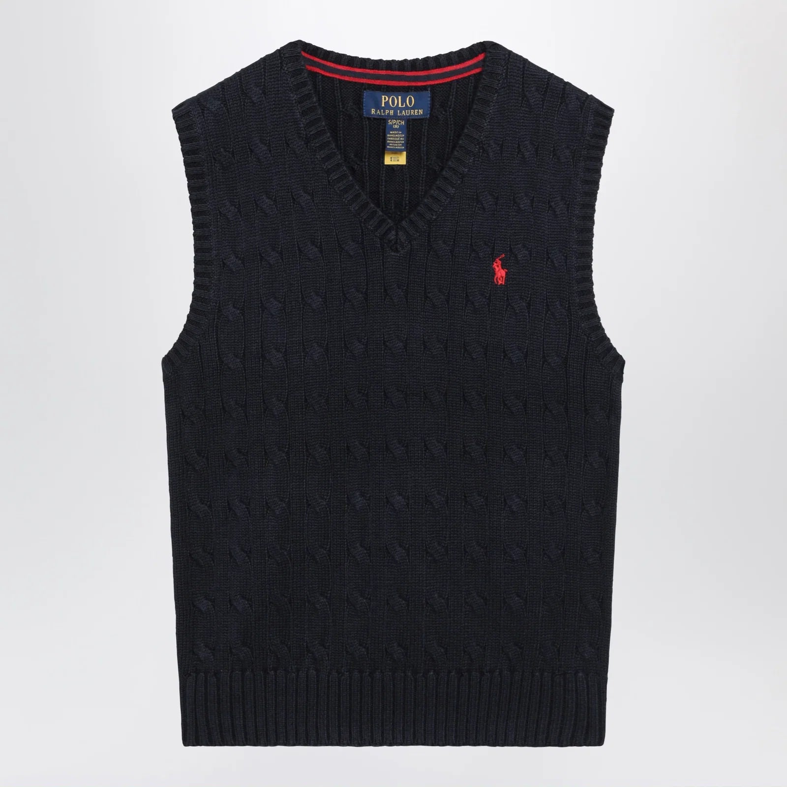 Polo Ralph Lauren Cable-knit V-neck cotton sweater vest in navy