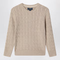 Polo Ralph Lauren Cable-knit cotton crewneck sweater in tan heather