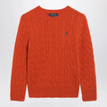 Polo Ralph Lauren Orange Cable-Knit Wool and Cashmere Sweater