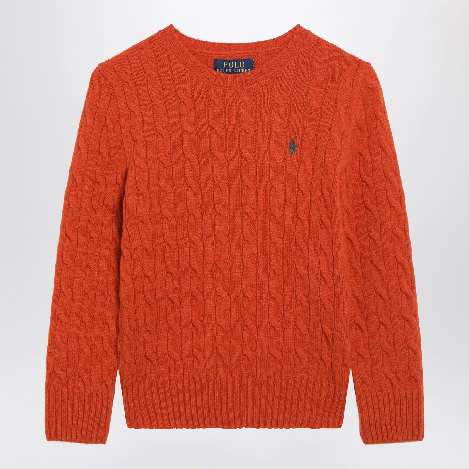 Polo Ralph Lauren Orange Cable-Knit Wool and Cashmere Sweater
